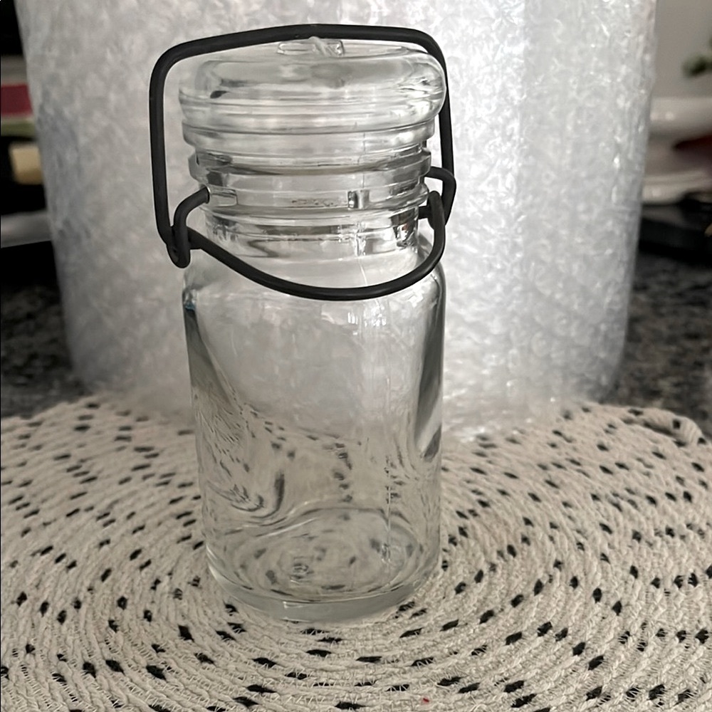 Clear Glass Jar with Black Metal Lid